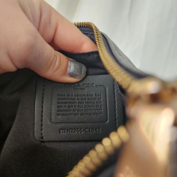 Coach Ellie Refined Pebble Leather File Shoulder Bag/Crossbody Black / Gold - Picture 11 of 12